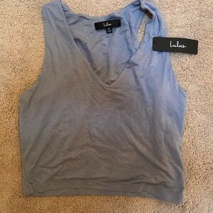 Lulus cropped sleeveless shirt blue XL NWT
